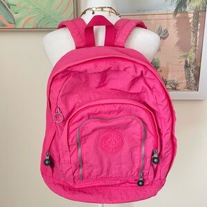 Kipling Trent Backpack Hydrangea Neon Pink Nylon Travel School Bag